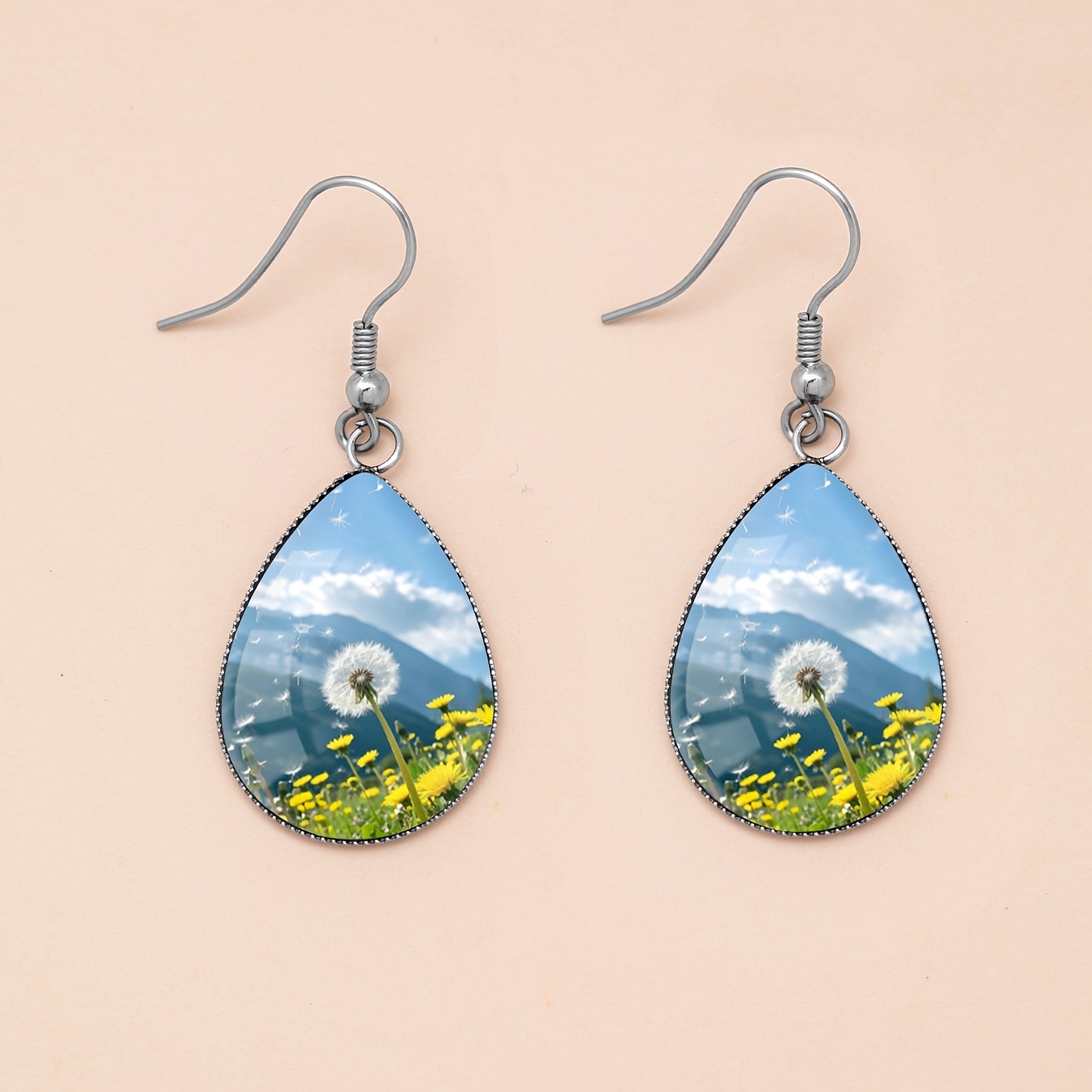 Women's Dandelion Wildflower Drop Earrings, Summer Style